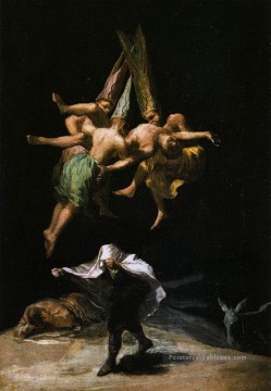 romantique romantisme Tableau Peinture - Sorcières dans l’air romantique moderne Francisco Goya